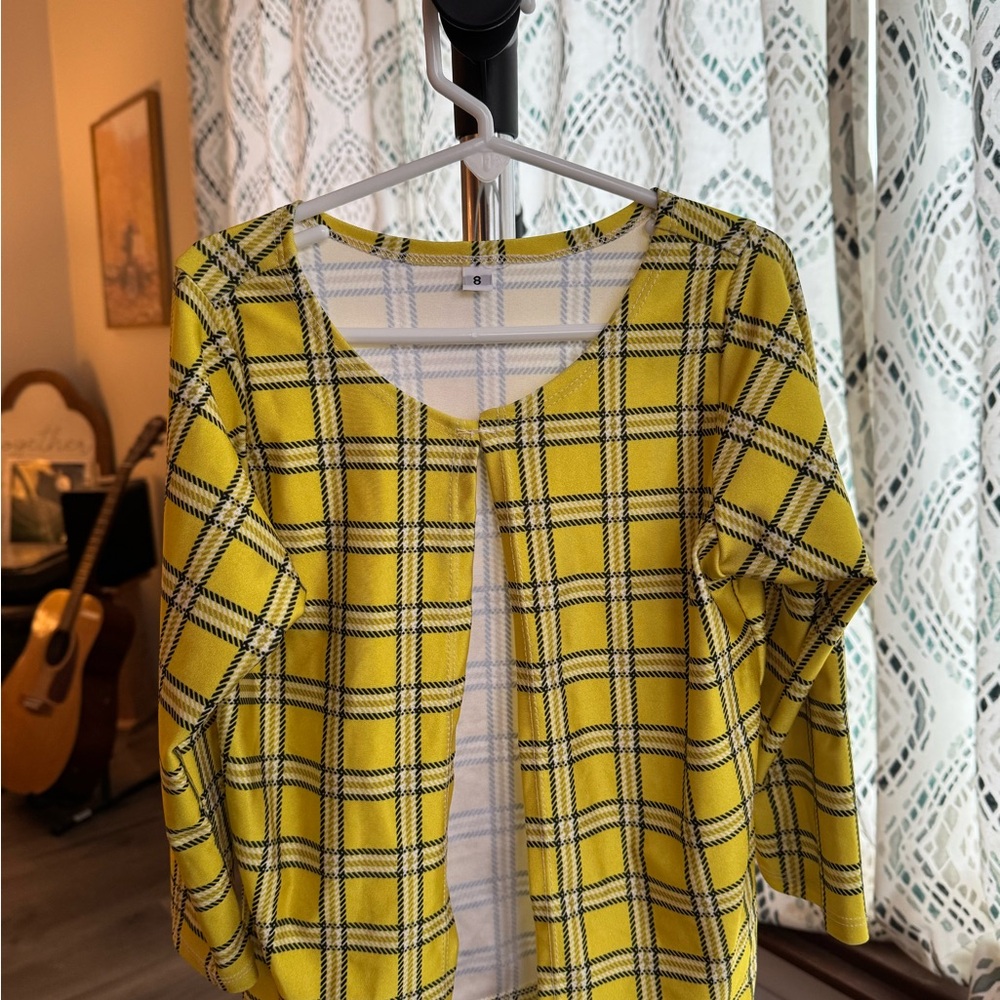 Kids Clueless Cher Yellow Plaid Costume Top and skirt